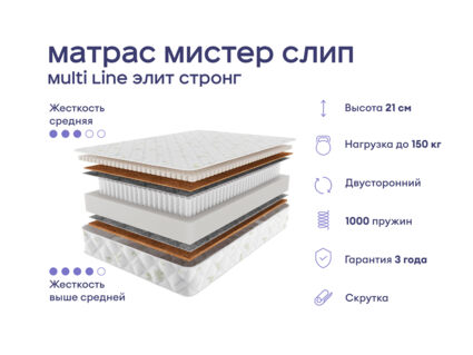 Кровать Димакс Амадора с п/м + матрас Мистер Слип Multi Line элит стронг 1472