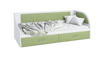Кровать детская от 3 лет Sontelle Кэлми Ренли с ящиком Белый + Зеленый